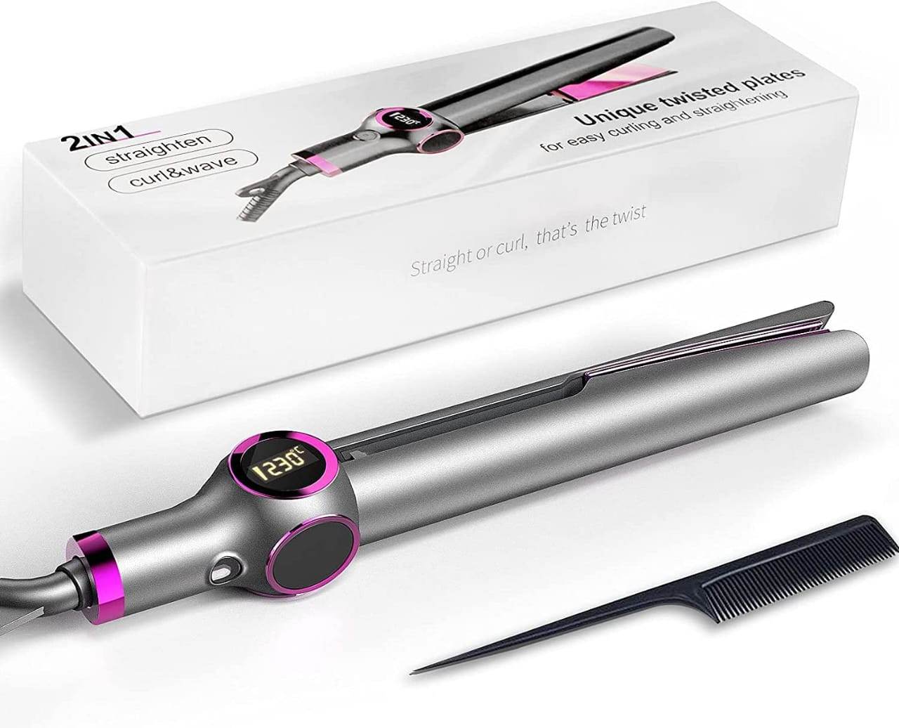 2-in-1 Hair Curler and Straightener - ZEEKO.AE