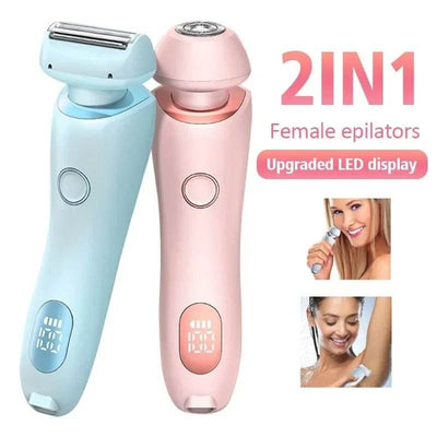 2 In 1 Hair Removal Epilator USB Rechargeable Trimmer Women Body Razor Face Leg Armpit Bikini Hand Pubic Shaver Hair Remover - ZEEKO.AE