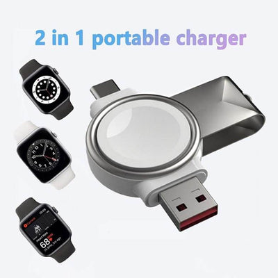 2 In 1 Magnetic Watch Wireless Charger Interface For Apple Watch IWatch Fast Charging Portable Type-C USB - ZEEKO.AE