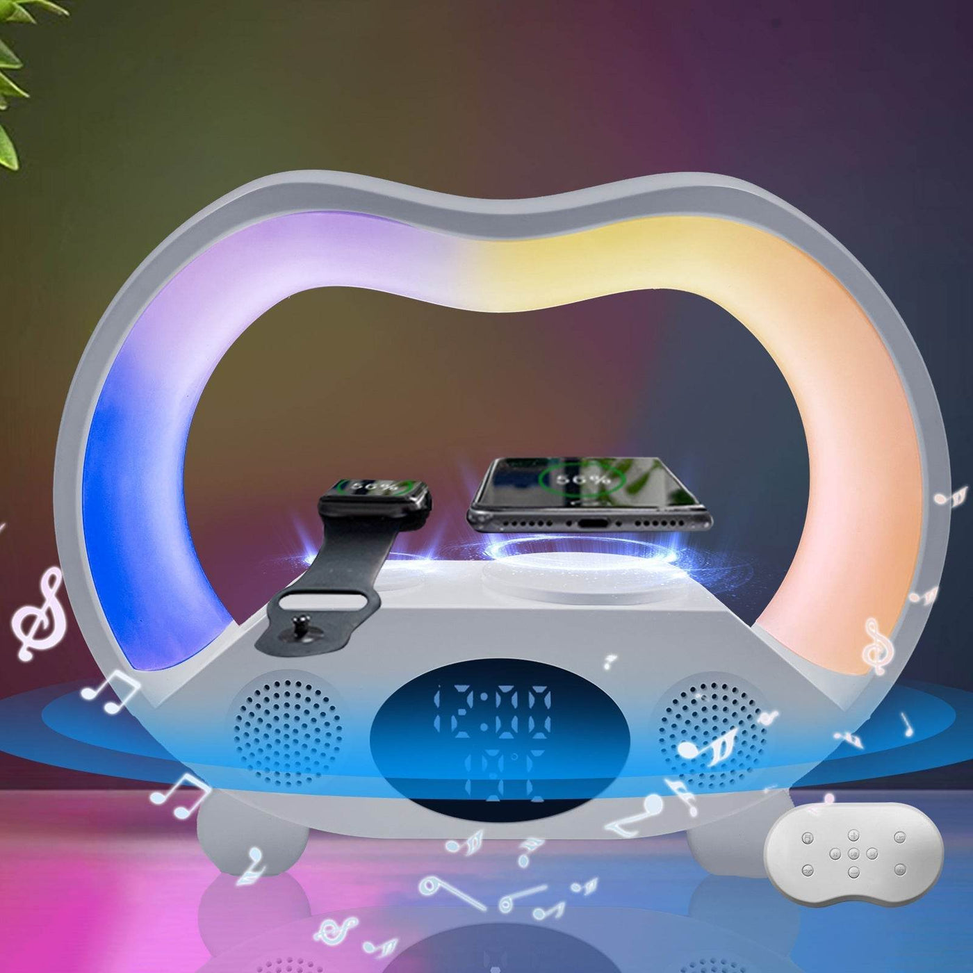 2024 New 6 In 1 Smart Remote Control Bluetooth-compatible Ambience Intelligent LED Table Lamp Multi-function Wireless Charger Night Light Bluetooth-compatible Speaker - ZEEKO.AE