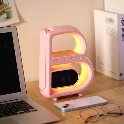 2024 New B-Shaped Blutooth Speaker Multifunctional Smart Music Rhythm Lighting Phone Wireless Charger TF Card AUX Input Standard Mode - ZEEKO.AE