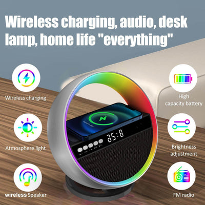 2024 New Multifunction RGB Night Light Wireless Charger Bluetooth-compatible Speaker Large G Ambience Light Home Decor - ZEEKO.AE