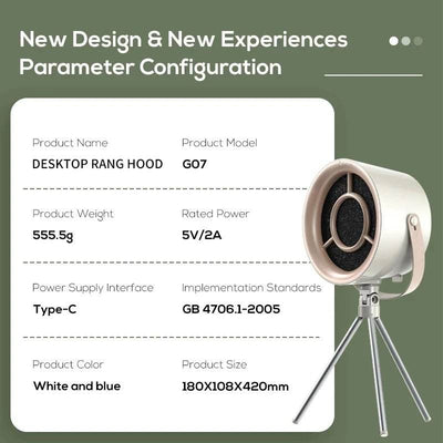 2024 New Portable Desktop Exhaust Fan Small Kitchen Hood Extractor Barbecue USB Charging Desktop Range Hoods Mini Suction Cooker Hood Kitchen Gadgets - ZEEKO.AE