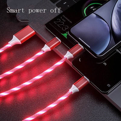 3 In 1 Micro USB Type C Cable LED Flowing Light Type C Chager Cable Mobile Phone Charging Wire - ZEEKO.AE