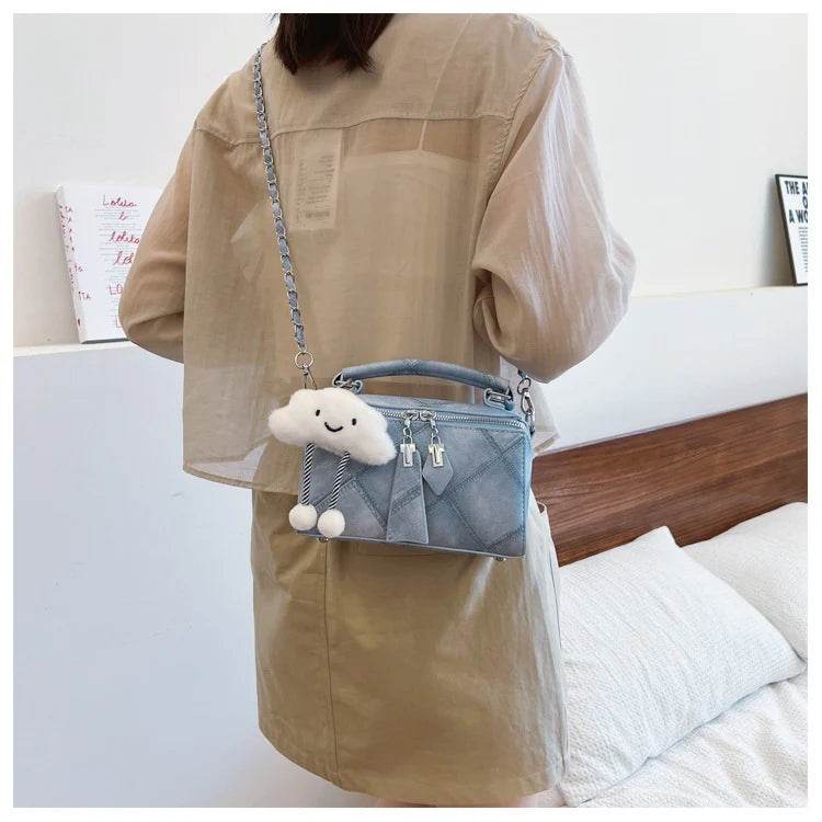 Niche Korean Style Box Elegant Texture Chain Handbag Shoulder Messenger Bag - ZEEKO.AE