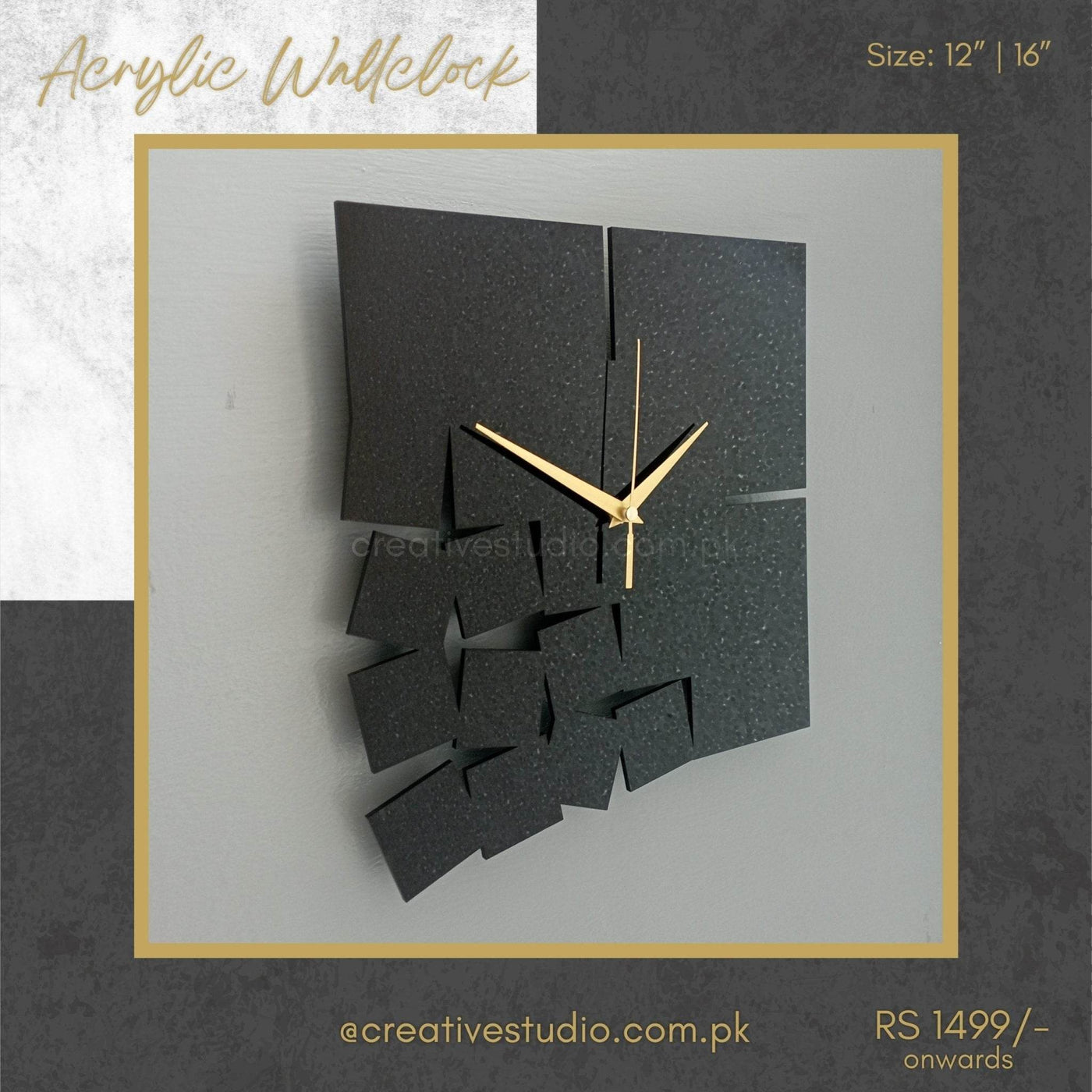 Acrylic Wall clock Cube Shape Wallclock - ZEEKO.AE