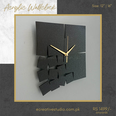 Acrylic Wall clock Cube Shape Wallclock - ZEEKO.AE