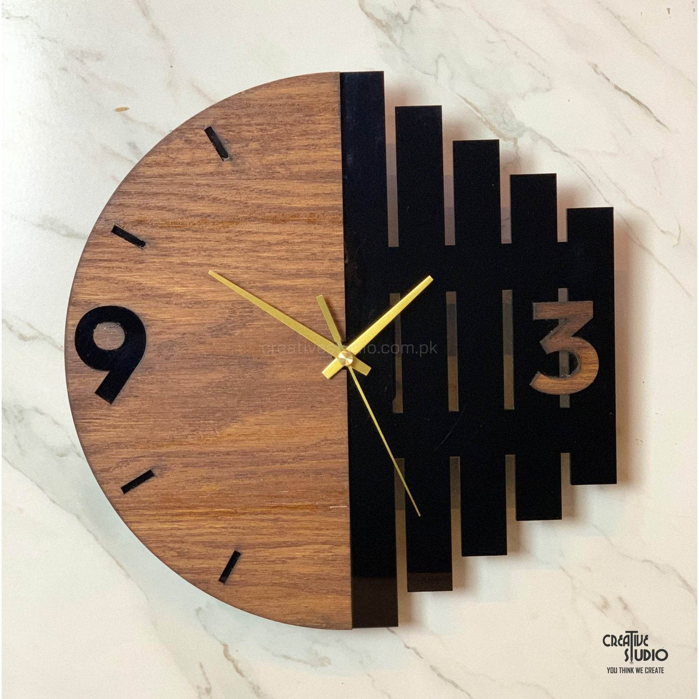 Acrylic Wallclock With Wooden Polish Finish © - ZEEKO.AE