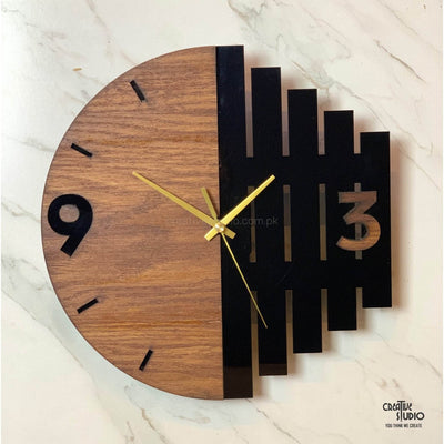 Acrylic Wallclock With Wooden Polish Finish © - ZEEKO.AE