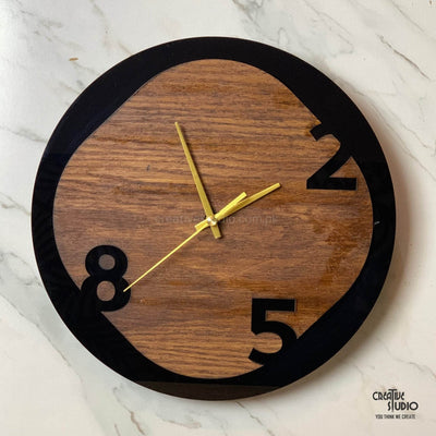 Acrylic Wallclock With Wooden Polish Finish © - ZEEKO.AE