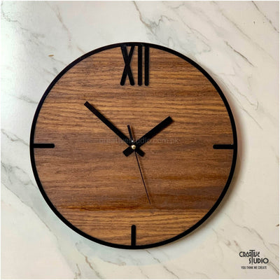 Acrylic Wallclock With Wooden Polish Finish © - ZEEKO.AE