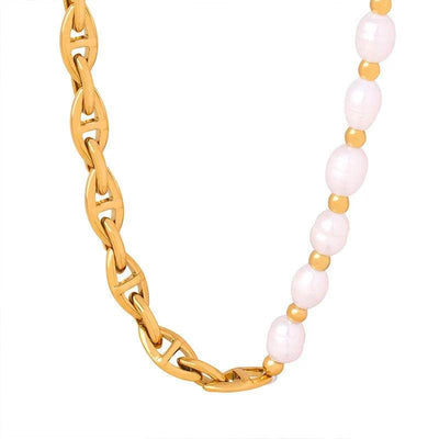 All-Match Titanium Steel Gold-Plated Freshwater Pearl Necklace - ZEEKO.AE