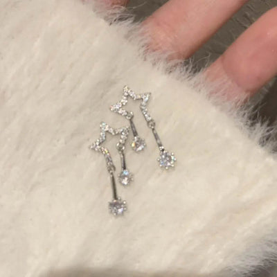 Diamond Embedded Star Stud Earrings Female Ins Style Design High Sense - ZEEKO.AE