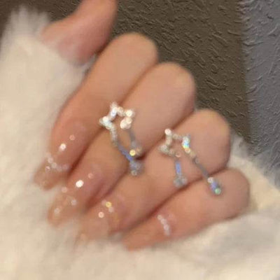 Diamond Embedded Star Stud Earrings Female Ins Style Design High Sense - ZEEKO.AE
