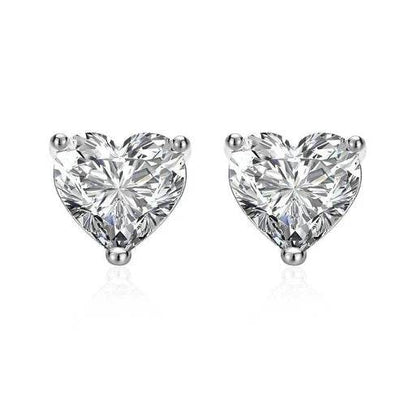 Fashionable Simple And Cute Single Diamond Heart-shaped Stud Earrings - ZEEKO.AE