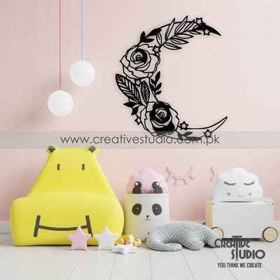 Flowers Moon Acrylic Wall Art - ZEEKO.AE