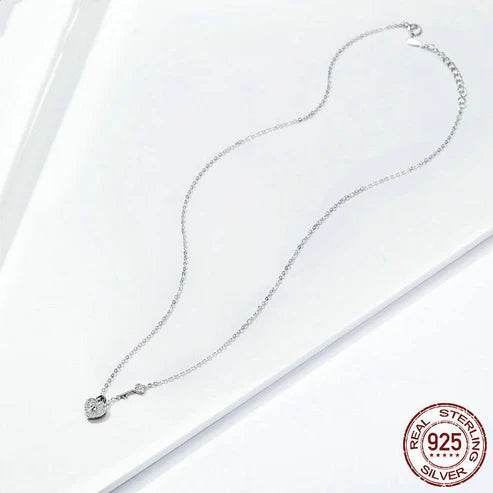 Heart Lock Necklace Women's Fashion White Gold Plated - ZEEKO.AE