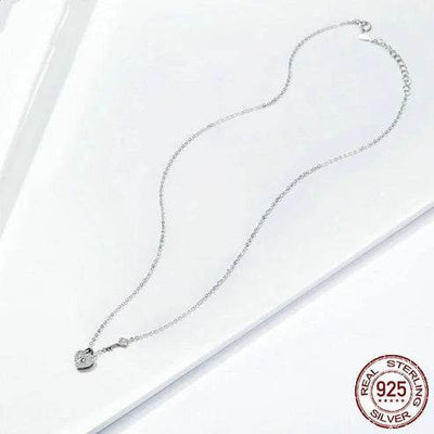 Heart Lock Necklace Women's Fashion White Gold Plated - ZEEKO.AE