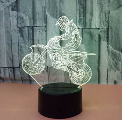 New Style Motorcycle 3D Lamp Seven Color Visual Stereoscopic Lamp LED Gradual Change Touch Remote Control Visual Lamp 3D Desk Lamp - ZEEKO.AE
