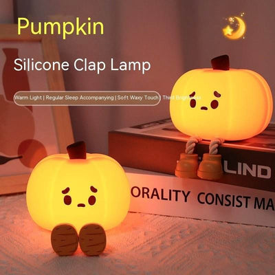 Pumpkin Lamp Small Night Lamp Halloween Silicone Pat Lamp Ambience Light - ZEEKO.AE